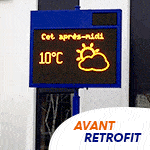 Panneau à messages variables ICADE avant son retrofit LED