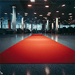 Tapis rouge dans un parking, offre Infotraichic du 1er avril