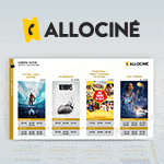 Écran affichant les prochaines séances de cinéma Allociné
