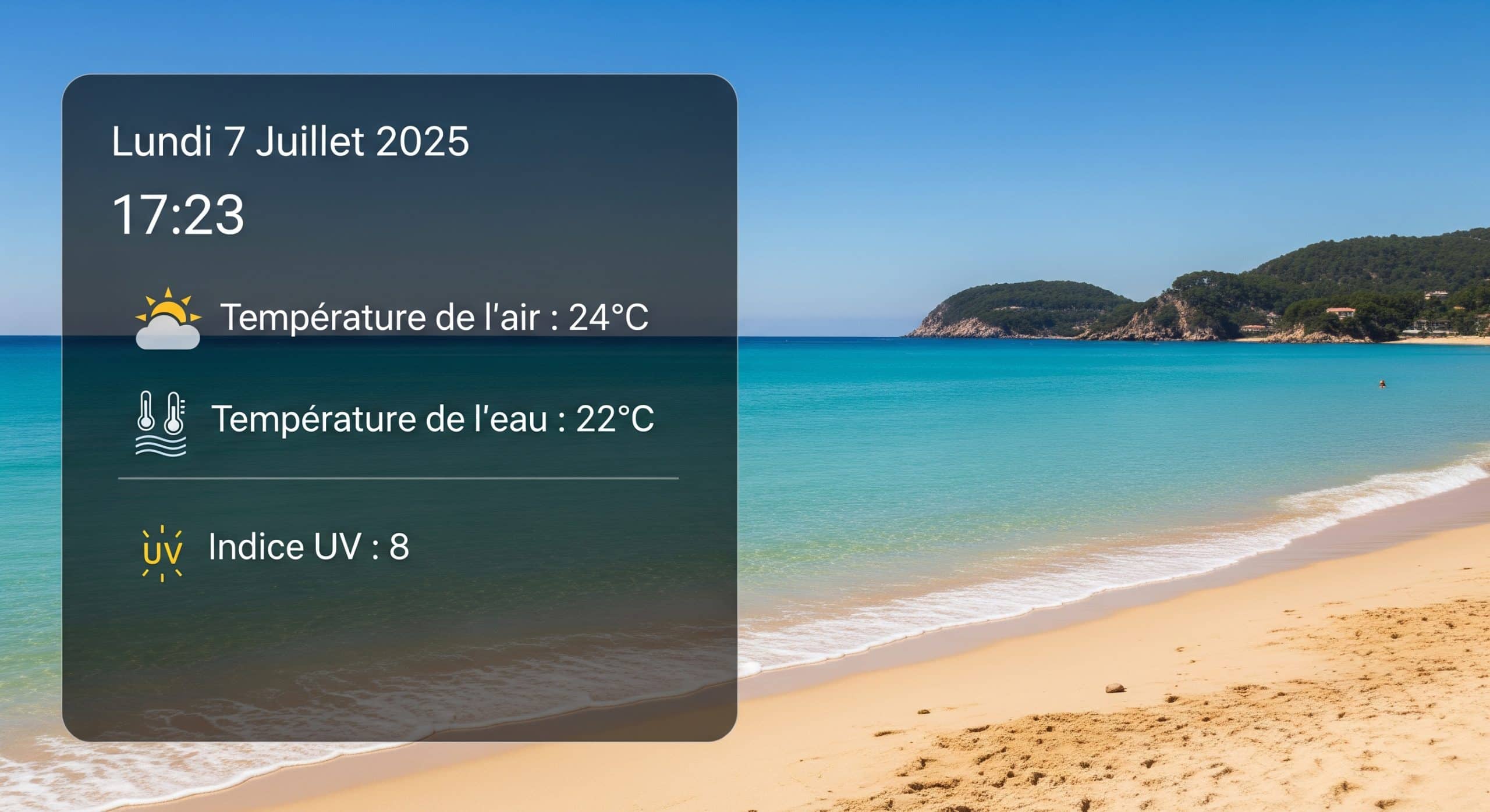 Flux Météo des Plages : températures de l'air et de l'eau, indice UV