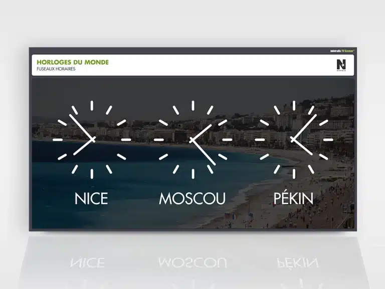 Flux Horloge du monde sur écran d’affichage dynamique