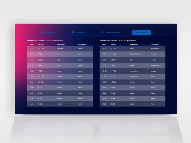 Flux Infovol sur écran d’affichage dynamique