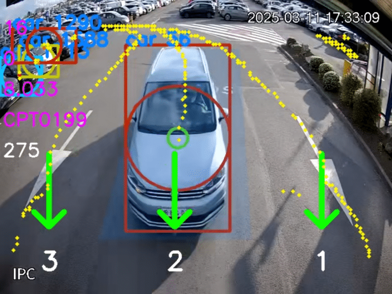 Suivi IA d'un véhicule en sortie du parking P2 de l'aéroport de Nantes