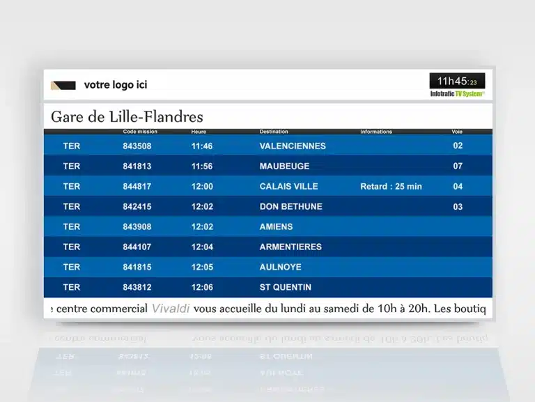 Flux Infotrain sur écran d’affichage dynamique